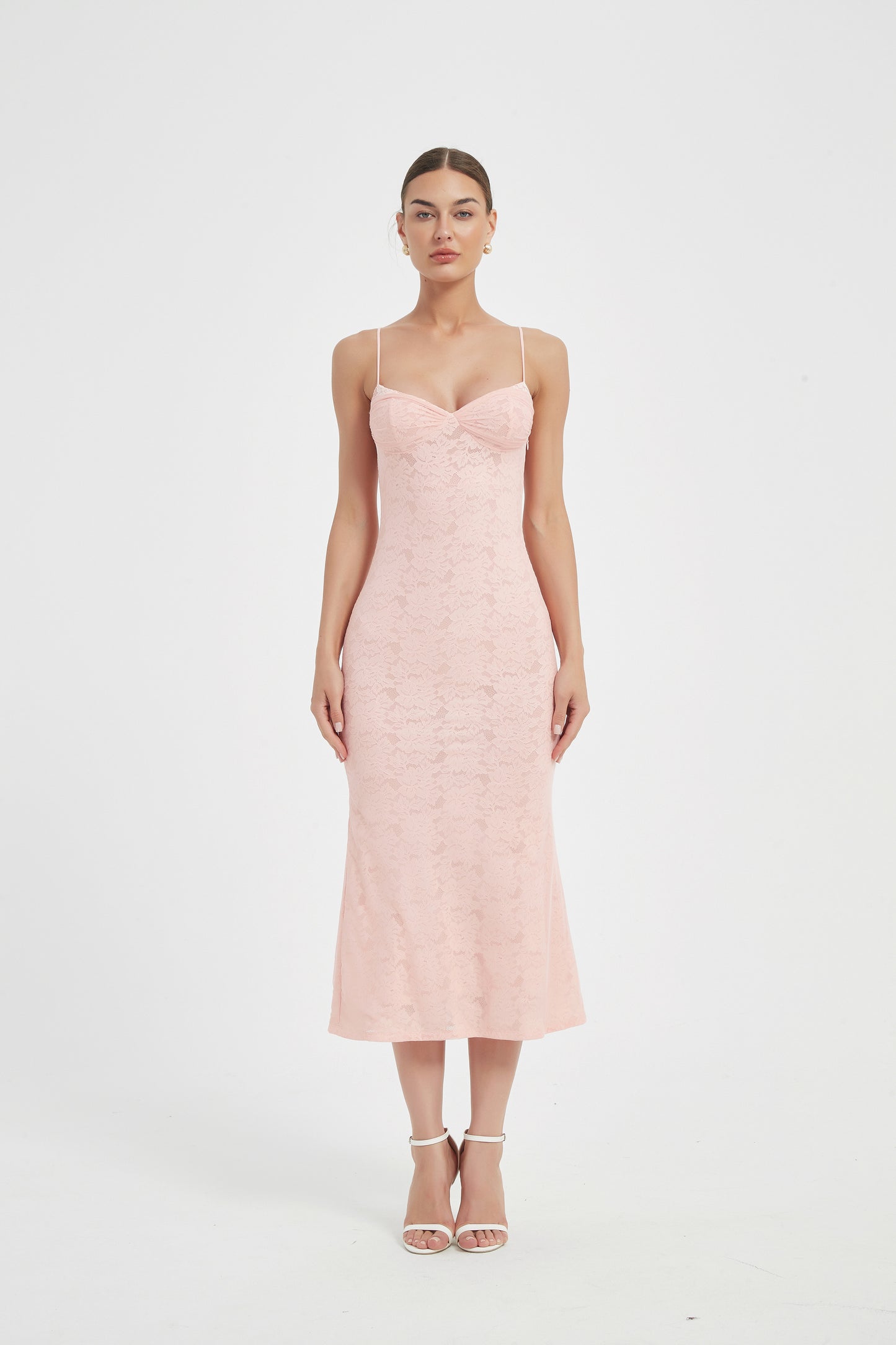 SOFT LACE MIDI DRESS