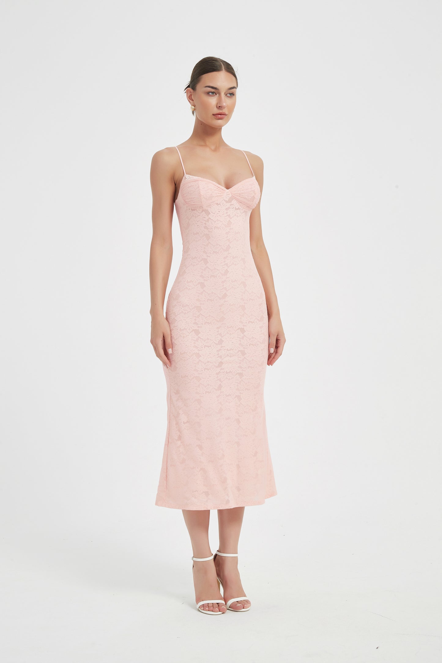 SOFT LACE MIDI DRESS