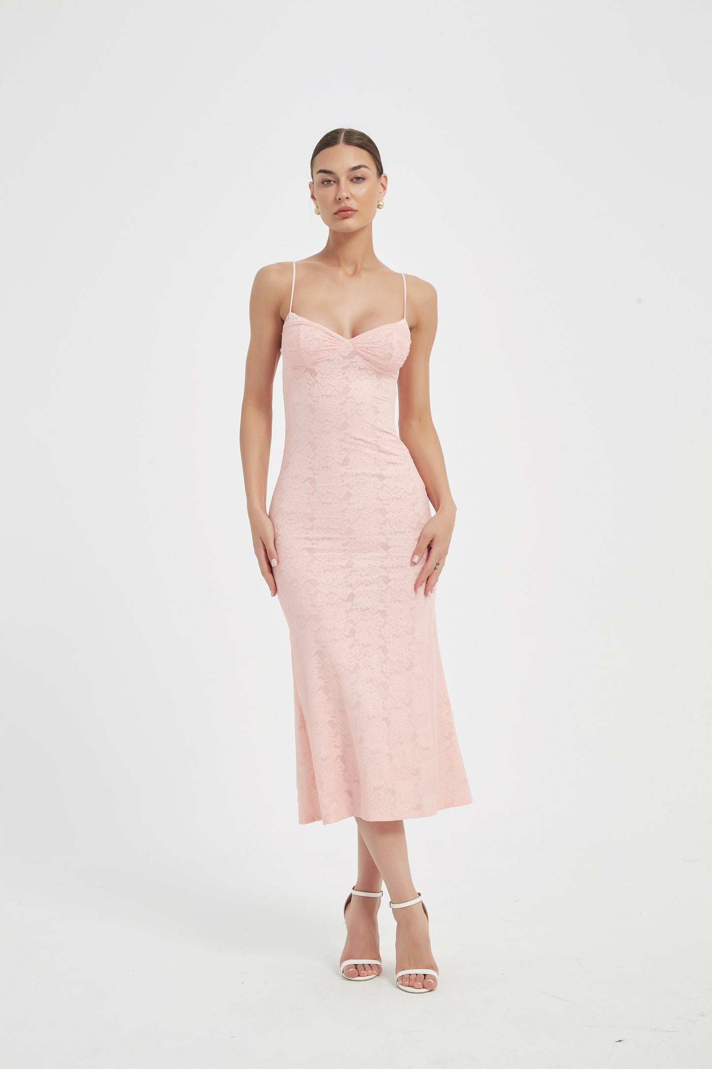 SOFT LACE MIDI DRESS