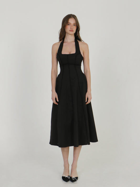 NOIR HALTER MIDI DRESS