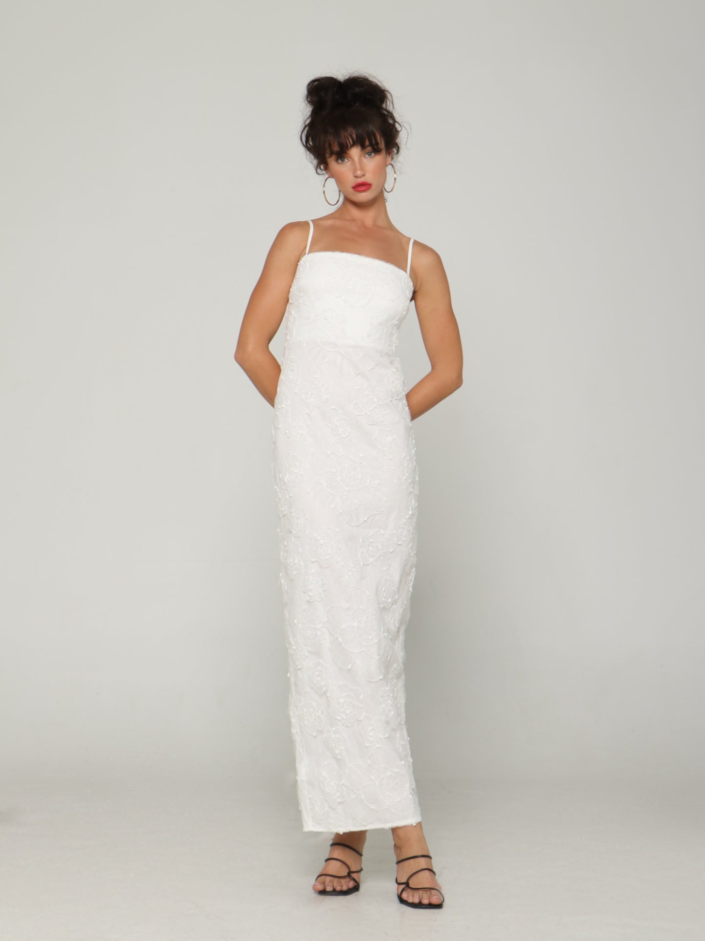 LUNA PETAL EMBROIDERED MAXI DRESS
