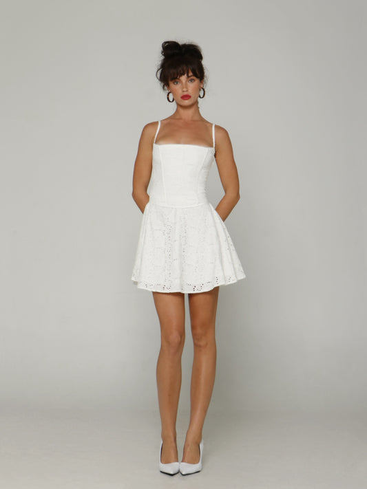 DAISY BRODERIE MINI DRESS