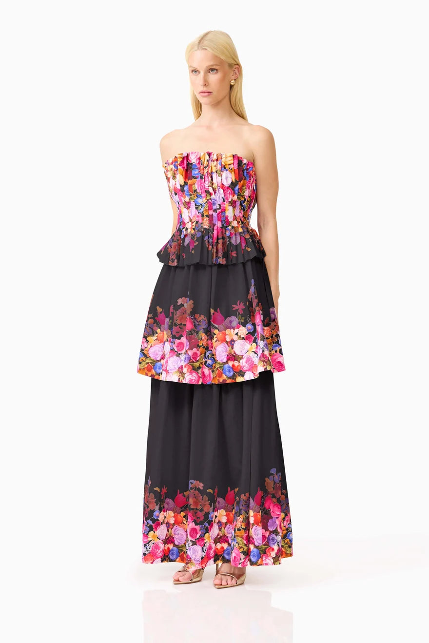 ALICE TIERED GOWN - BLACK FLORAL
