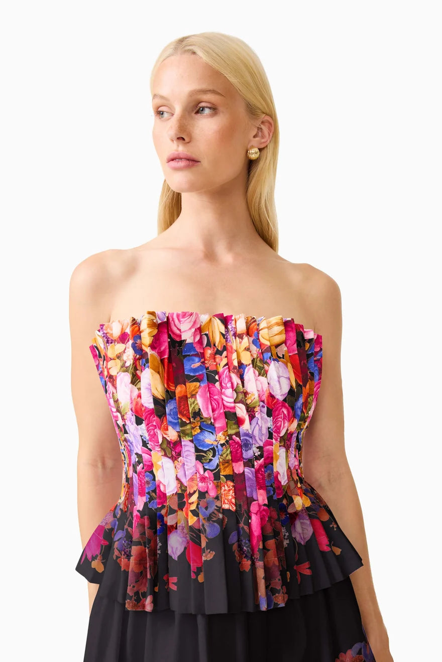 ALICE TIERED GOWN - BLACK FLORAL