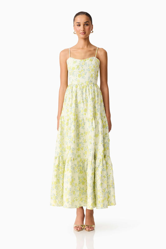 POSEY JACQUARD GOWN - GREEN FLORAL