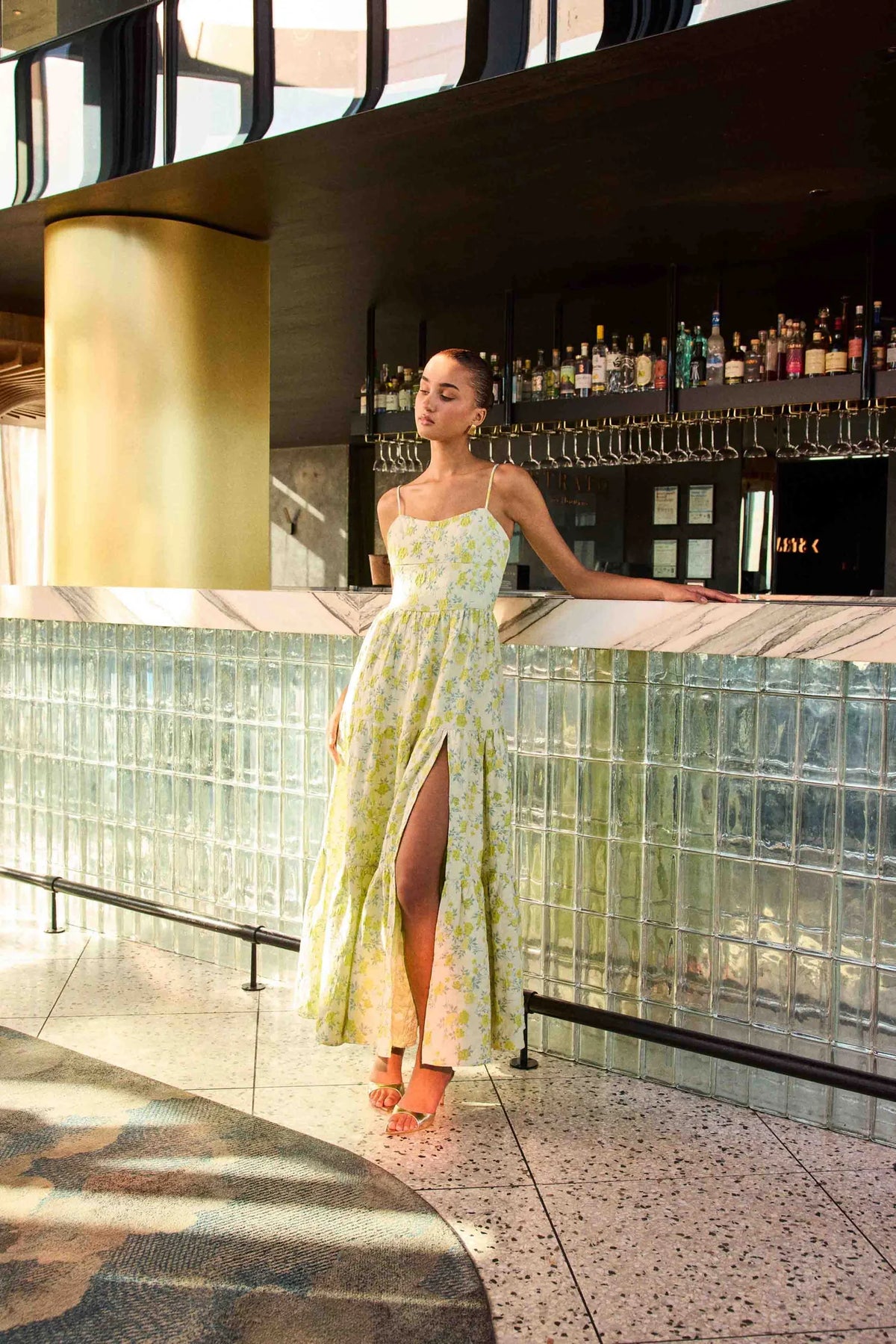 POSEY JACQUARD GOWN - GREEN FLORAL
