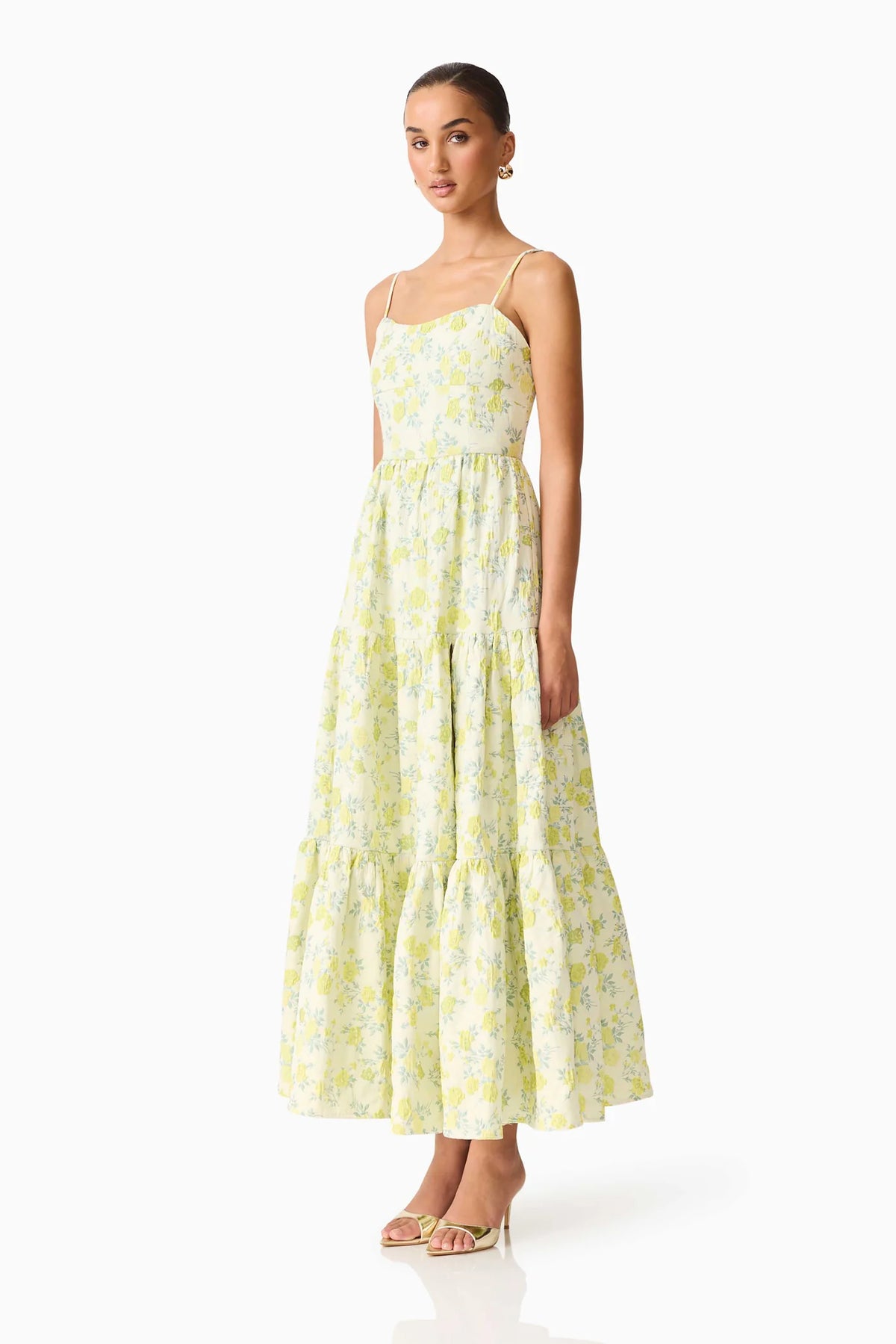 POSEY JACQUARD GOWN - GREEN FLORAL
