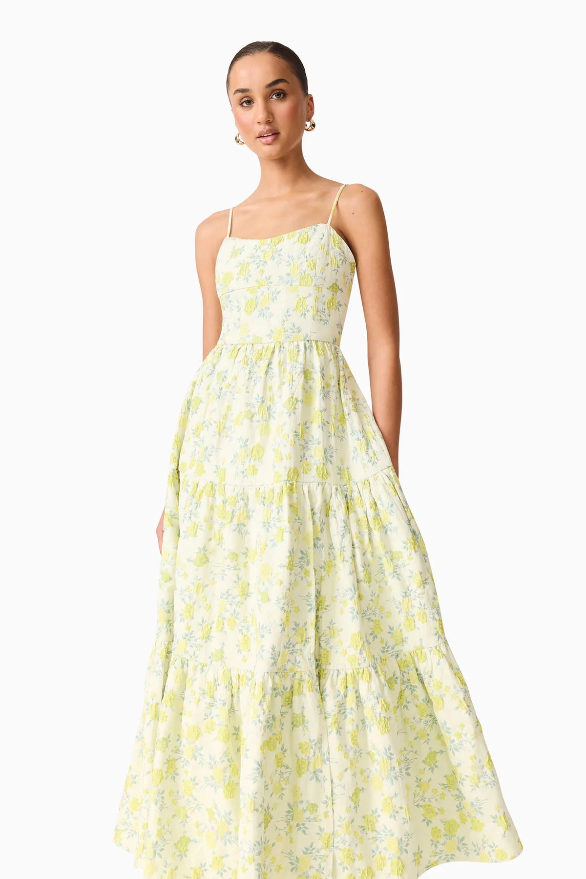 POSEY JACQUARD GOWN - GREEN FLORAL