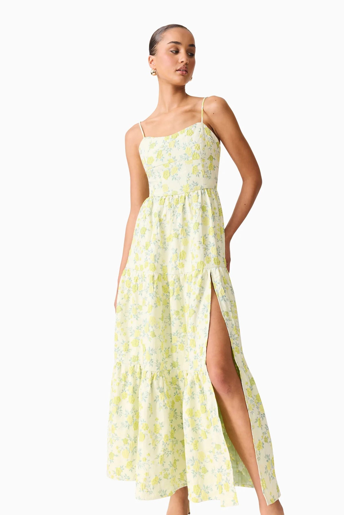 POSEY JACQUARD GOWN - GREEN FLORAL