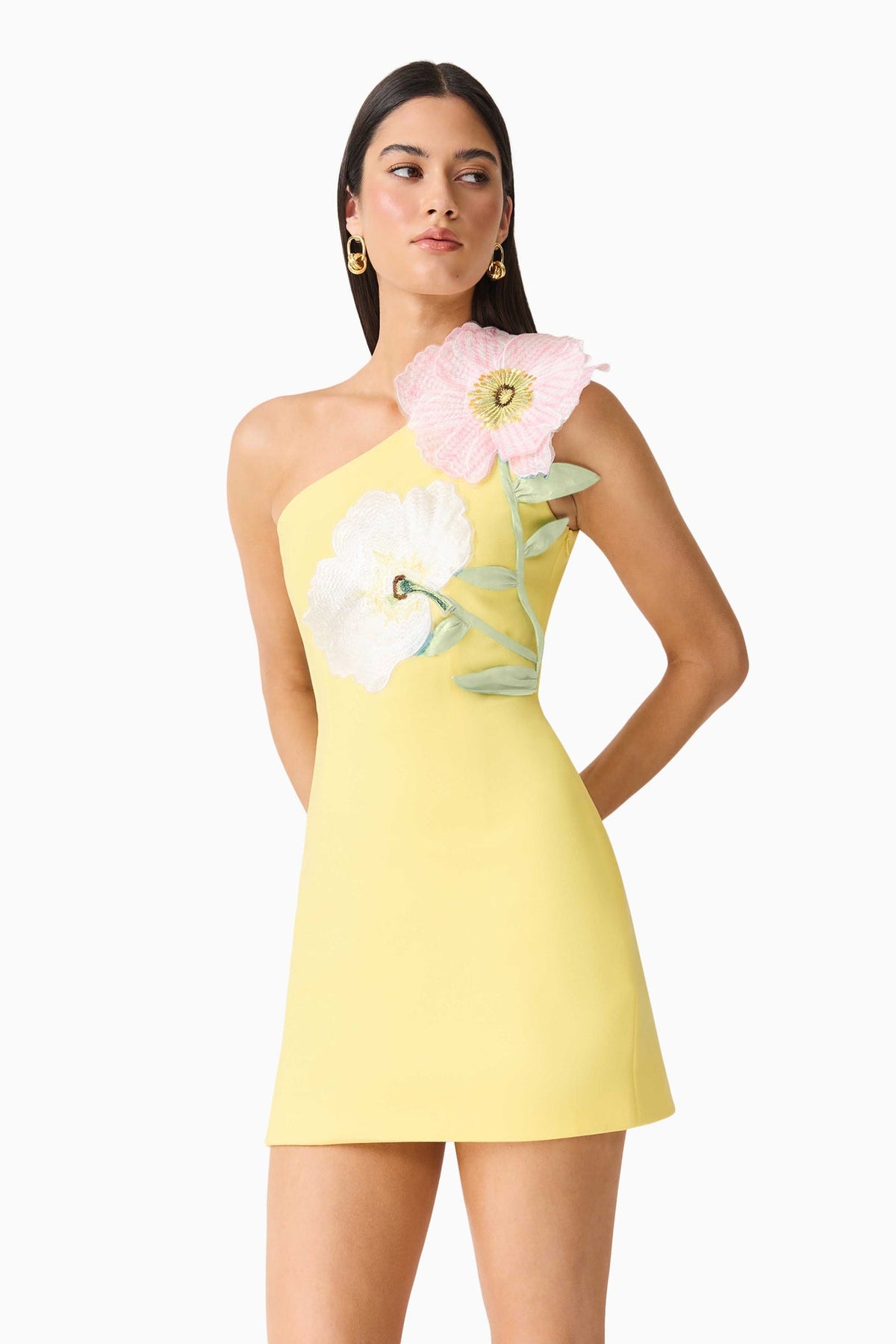 HOPE ONE SHOULDER MINI DRESS - YELLOW