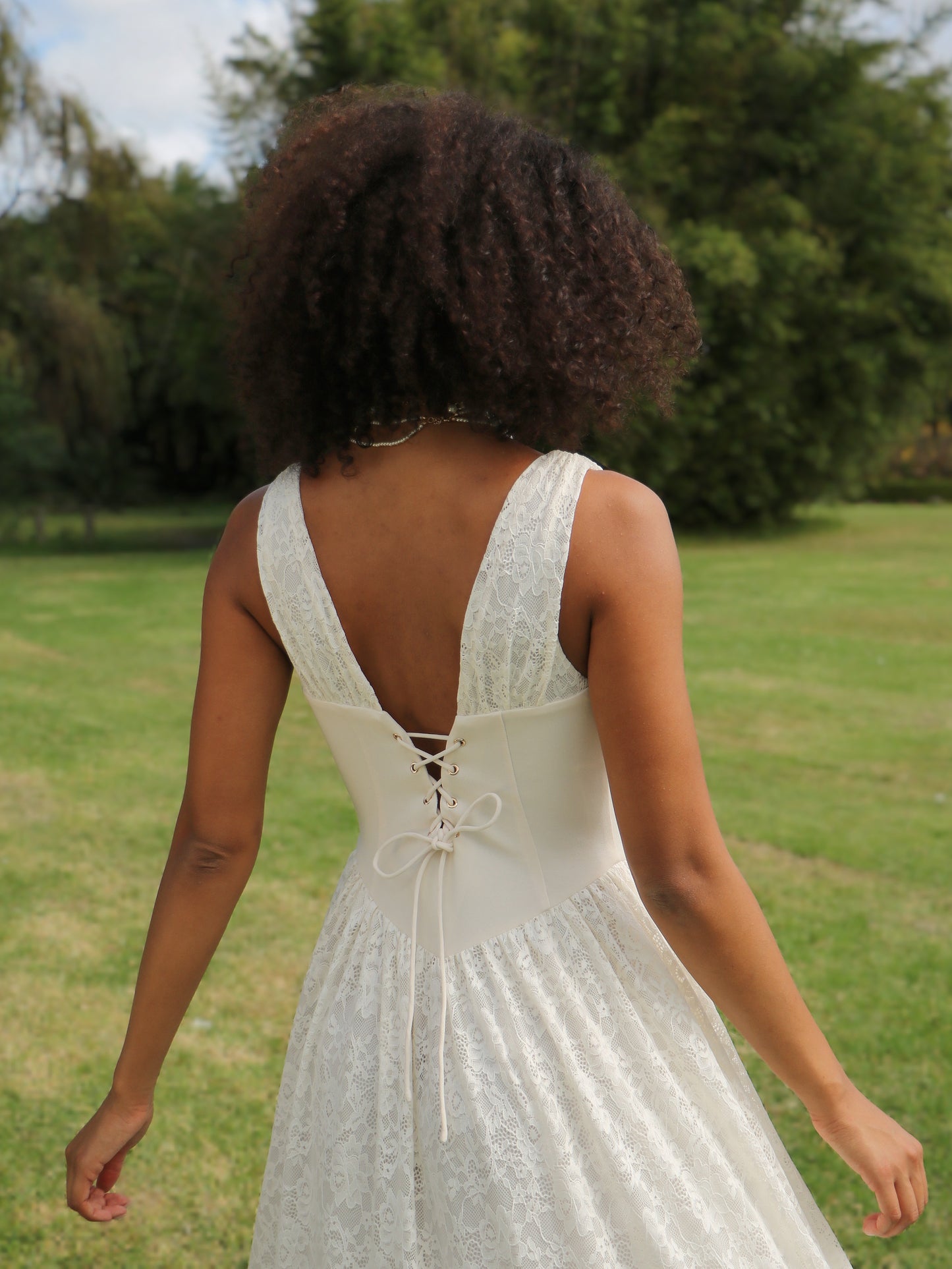 CRÈME LACE CORSET DRESS