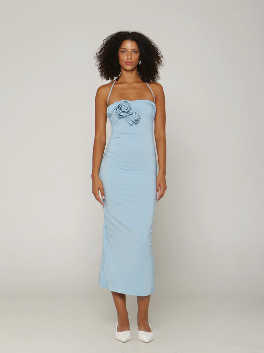 BLUEBELL ROSE HALTER DRESS